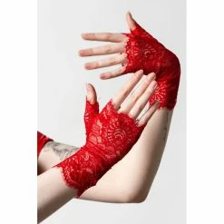 Killstar Lace Gloves - Embrace The Night Scarlet