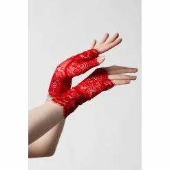 Killstar Lace Gloves - Embrace The Night Scarlet -KILLSTAR - shop killstar lace gloves embrace the night scarlet3