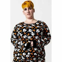 Killstar Lounge Top - Haunted Pumpkin Long Sleeve -KILLSTAR - shop killstar lounge top haunted pumpkin long sleeve 16
