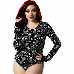 Killstar Lounge Top - Purr Off Long Sleeve Black