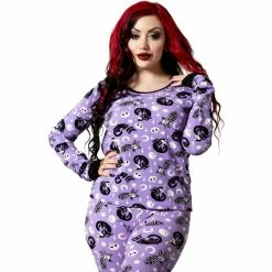Killstar Lounge Top - Purr Off Long Sleeve Plum
