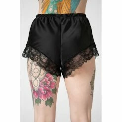Killstar Satin Shorts - Severina Black -KILLSTAR - shop killstar satin shorts severina black3