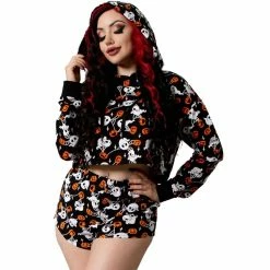 Killstar Sweater - Haunted Pumpkin Cropped Hoodie