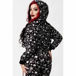 Killstar Sweater - Purr Off Cropped Hoodie Black -KILLSTAR - shop killstar sweater purr off cropped hoodie black4