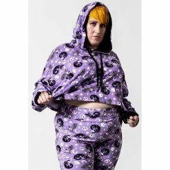 Killstar Sweater - Purr Off Cropped Hoodie Black -KILLSTAR - shop killstar sweater purr off cropped hoodie black 14