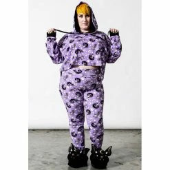 Killstar Sweater - Purr Off Cropped Hoodie Black -KILLSTAR - shop killstar sweater purr off cropped hoodie black 16