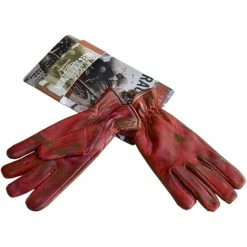 King Kerosin Ladies' Leather Biker Gloves - Work Glove Faded Red