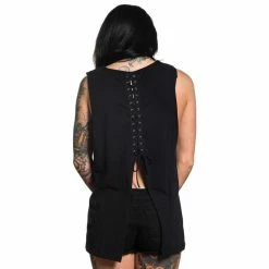 Sullen Clothing Lace-Up Tank Top - Fallen Crow -KILLSTAR - shop sullen clothing lace up tank top fallen crow4